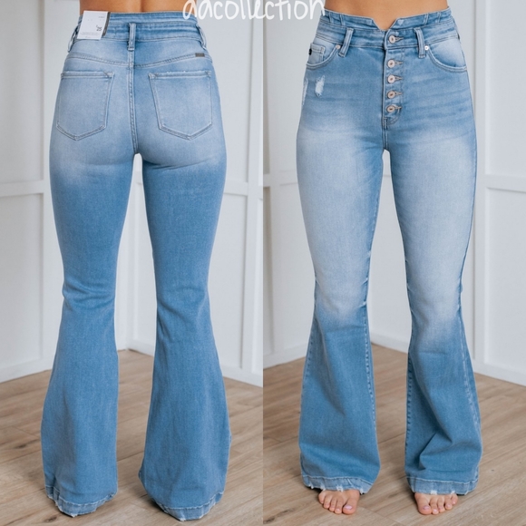 High Rise Waist Flare Light Wash Jeans NEW - Picture 4 of 5